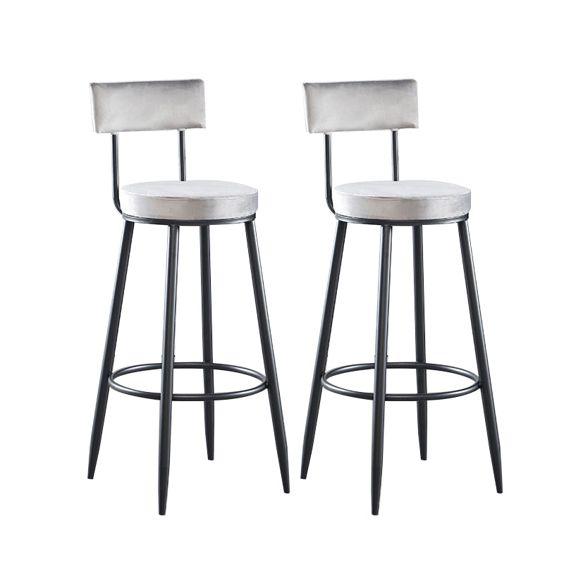 Modern Upholstered Counter Stool Bar-height Low Back Bar Stool with Metal Base