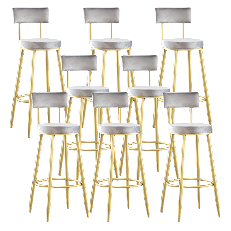 Modern Upholstered Counter Stool Bar-height Low Back Bar Stool with Metal Base