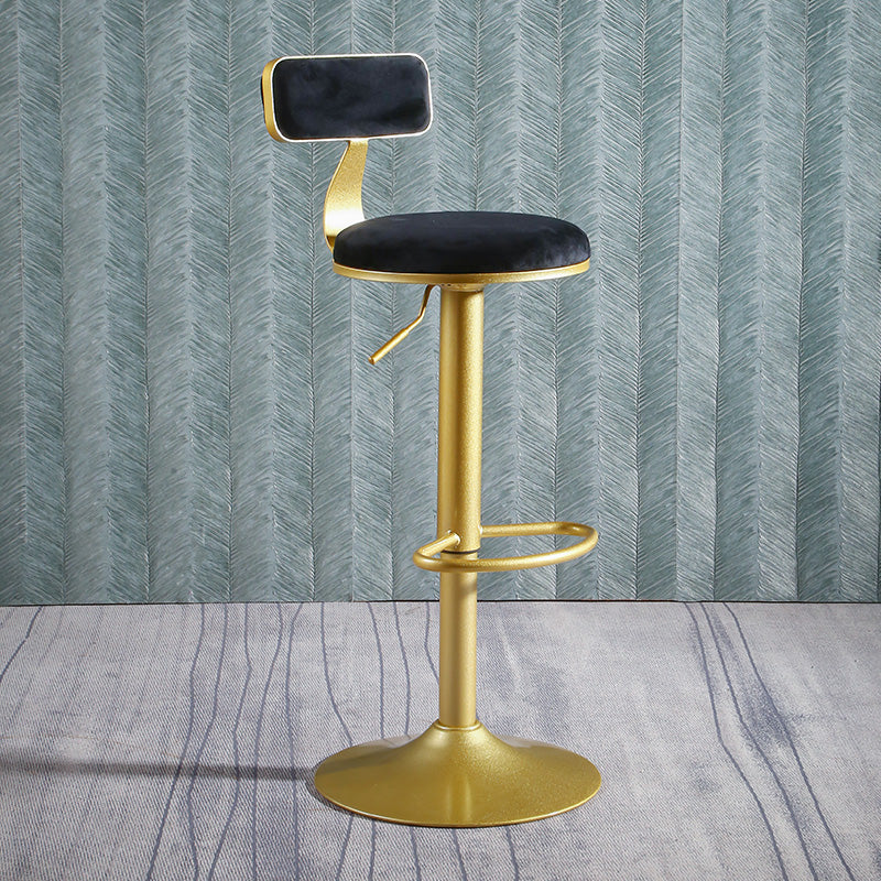 Glam Style Upholstered Counter Stool Armless Adjustable Height Bar Stool