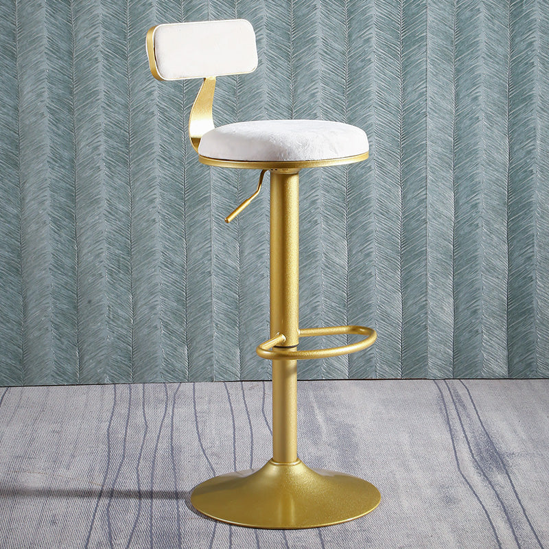 Glam Style Upholstered Counter Stool Armless Adjustable Height Bar Stool