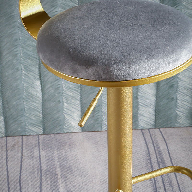 Glam Style Upholstered Counter Stool Armless Adjustable Height Bar Stool