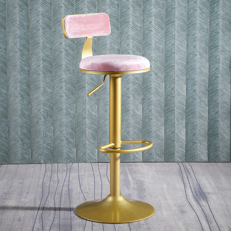 Glam Style Upholstered Counter Stool Armless Adjustable Height Bar Stool