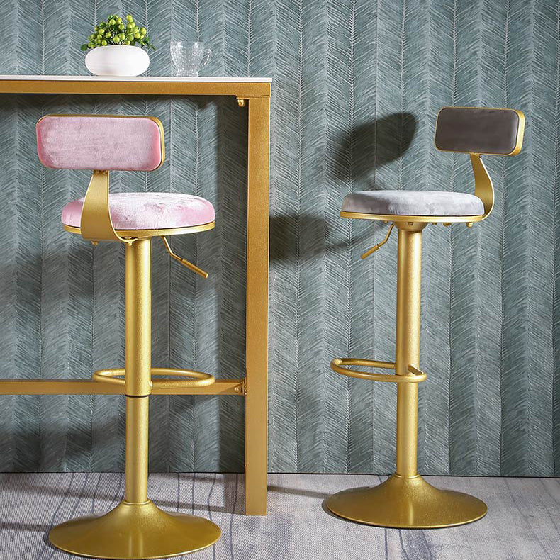 Glam Style Upholstered Counter Stool Armless Adjustable Height Bar Stool