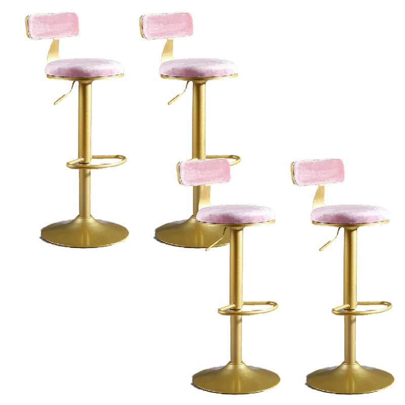Glam Style Upholstered Counter Stool Armless Adjustable Height Bar Stool