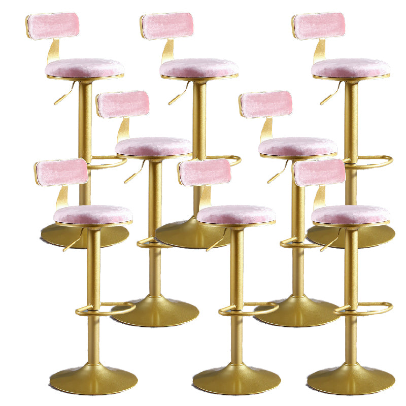 Glam Style Upholstered Counter Stool Armless Adjustable Height Bar Stool