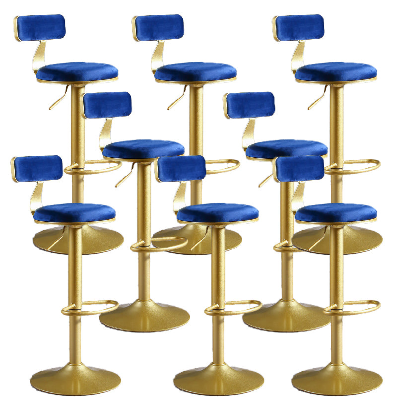 Glam Style Upholstered Counter Stool Armless Adjustable Height Bar Stool