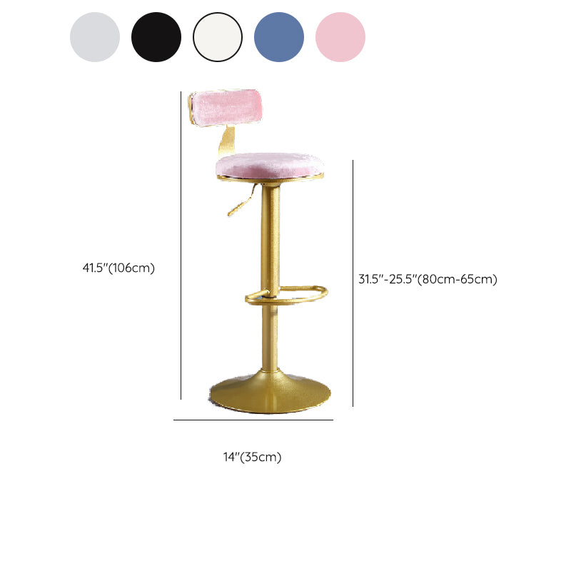 Glam Style Upholstered Counter Stool Armless Adjustable Height Bar Stool