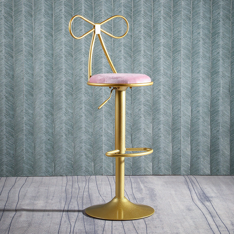 Glam Style Armless Counter Stool Upholstered Adjustable Height Bar Stool