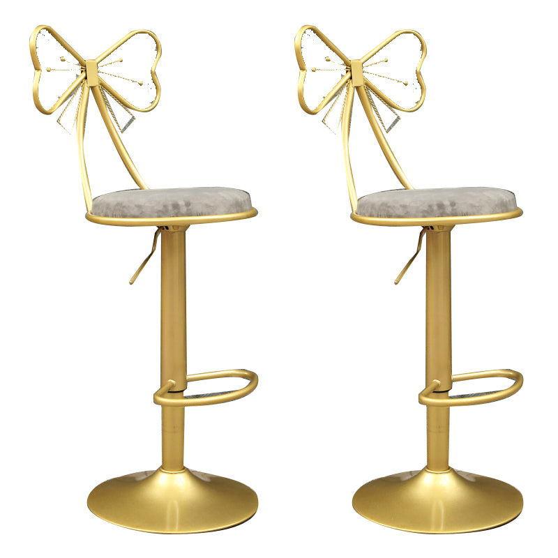 Glam Style Armless Counter Stool Upholstered Adjustable Height Bar Stool