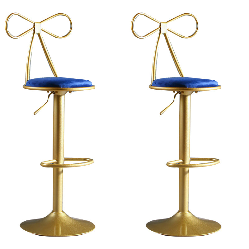 Glam Style Armless Counter Stool Upholstered Adjustable Height Bar Stool