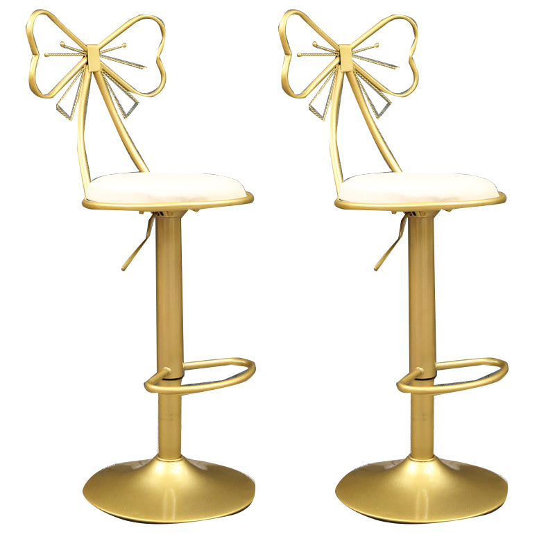 Glam Style Armless Counter Stool Upholstered Adjustable Height Bar Stool