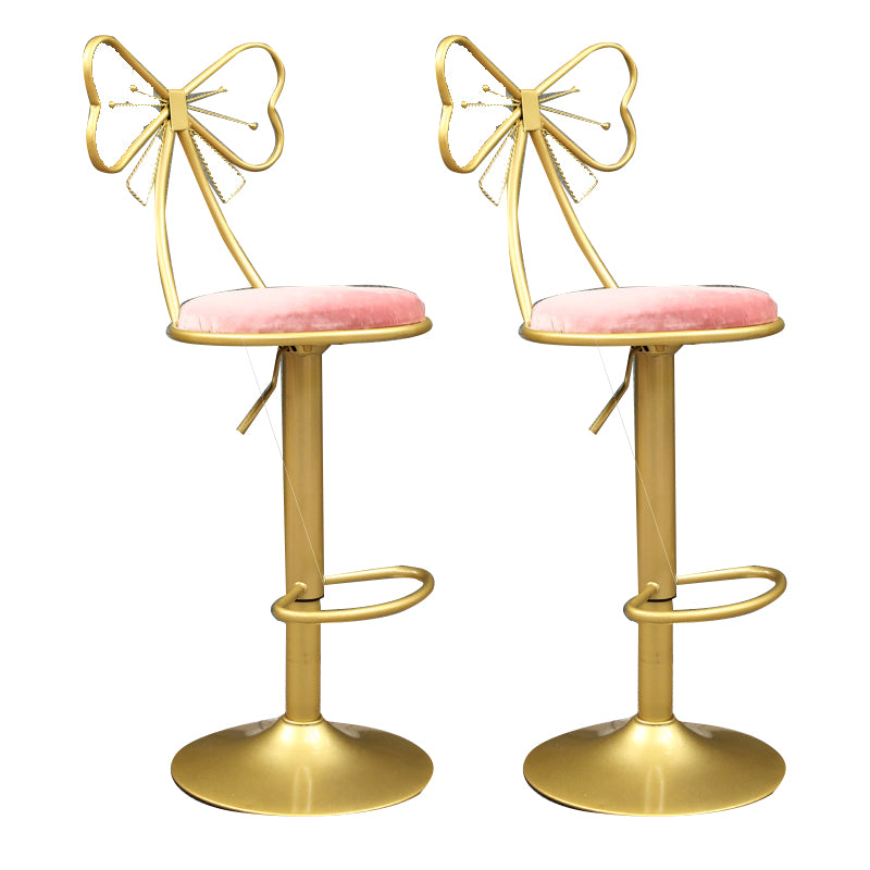 Glam Style Armless Counter Stool Upholstered Adjustable Height Bar Stool