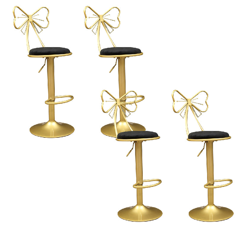 Glam Style Armless Counter Stool Upholstered Adjustable Height Bar Stool