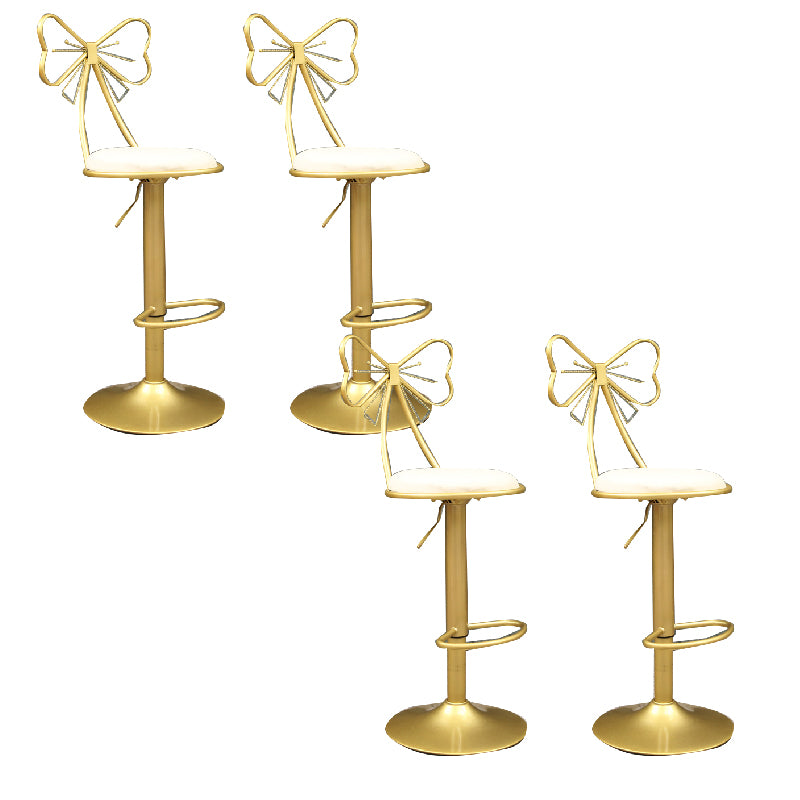 Glam Style Armless Counter Stool Upholstered Adjustable Height Bar Stool