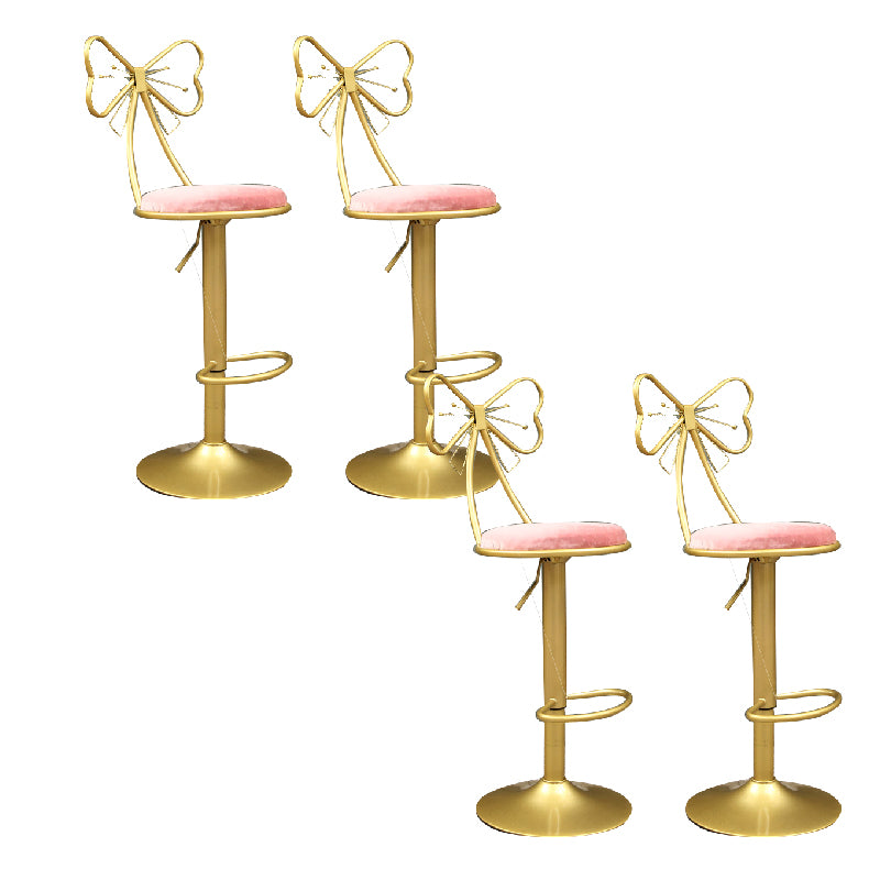 Glam Style Armless Counter Stool Upholstered Adjustable Height Bar Stool