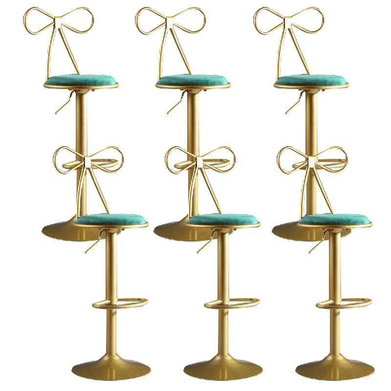 Glam Style Armless Counter Stool Upholstered Adjustable Height Bar Stool