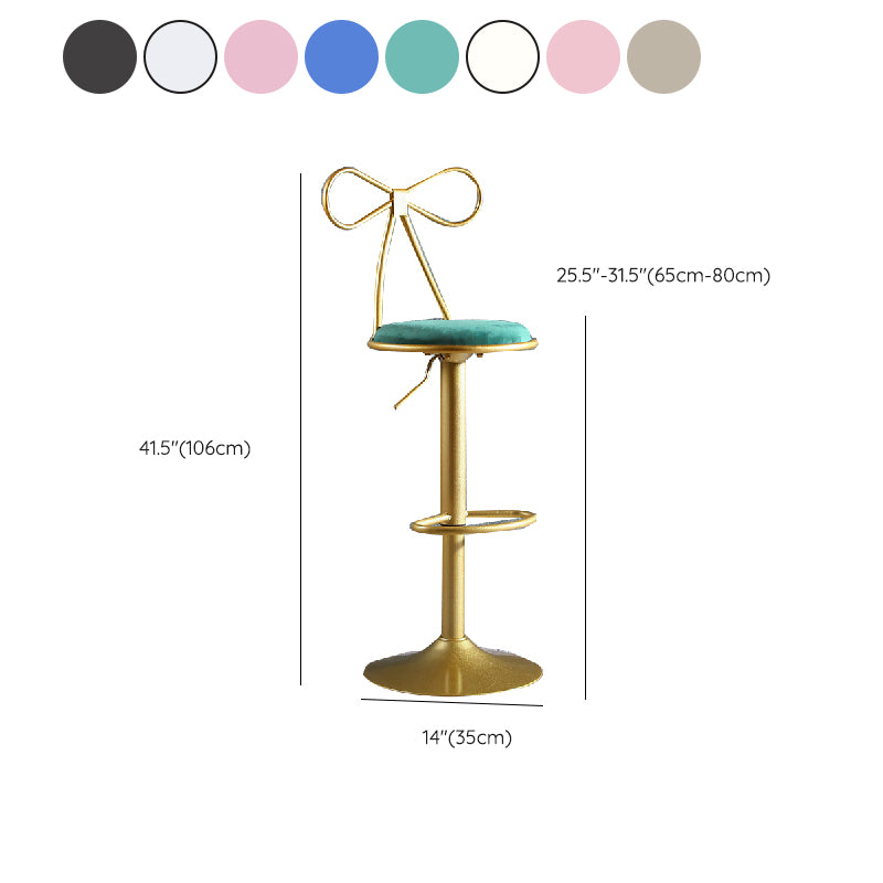 Glam Style Armless Counter Stool Upholstered Adjustable Height Bar Stool