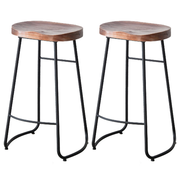 Contemporary Style Solid Wood Counter Stool Saddle Seat Bar Stool with Footrest