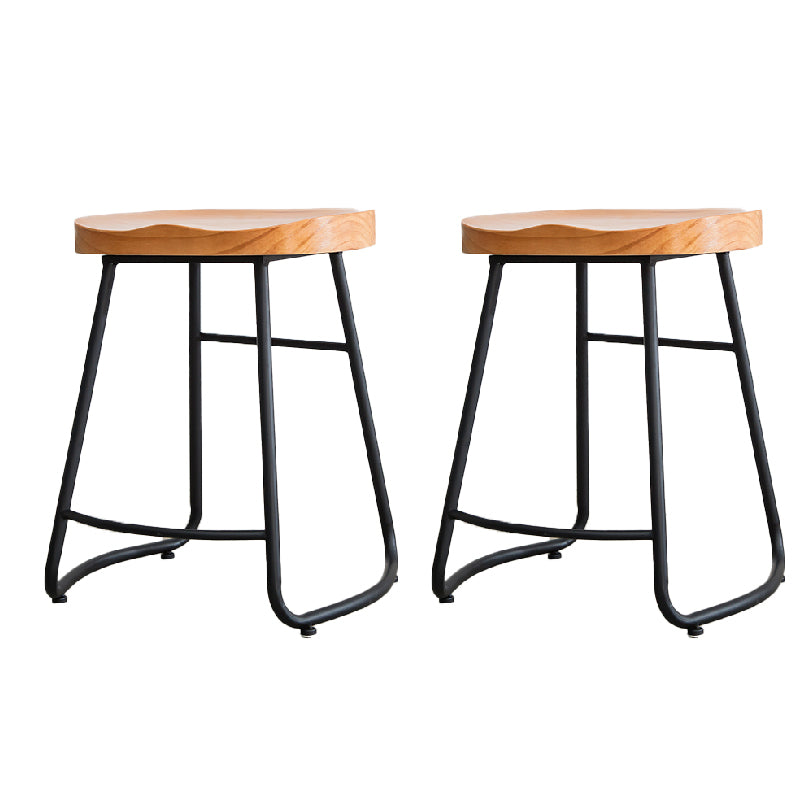 Contemporary Style Solid Wood Counter Stool Saddle Seat Bar Stool with Footrest