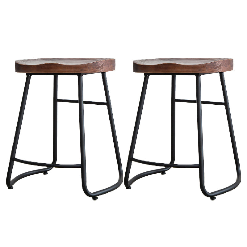 Contemporary Style Solid Wood Counter Stool Saddle Seat Bar Stool with Footrest