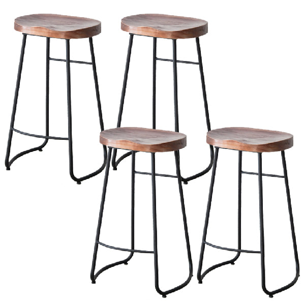 Contemporary Style Solid Wood Counter Stool Saddle Seat Bar Stool with Footrest