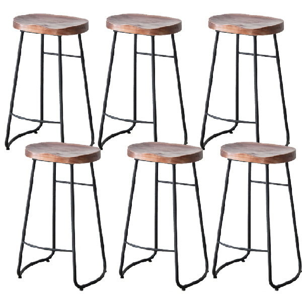 Contemporary Style Solid Wood Counter Stool Saddle Seat Bar Stool with Footrest