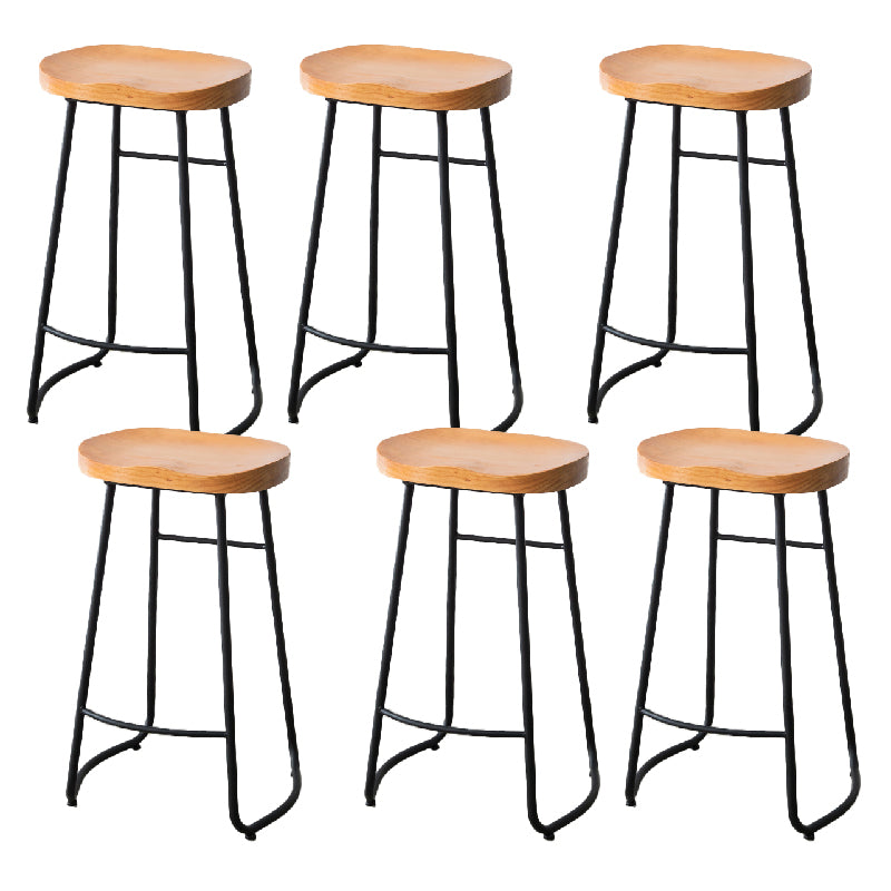 Contemporary Style Solid Wood Counter Stool Saddle Seat Bar Stool with Footrest