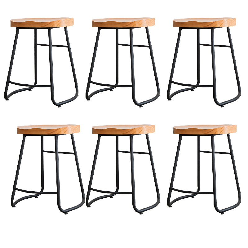 Contemporary Style Solid Wood Counter Stool Saddle Seat Bar Stool with Footrest