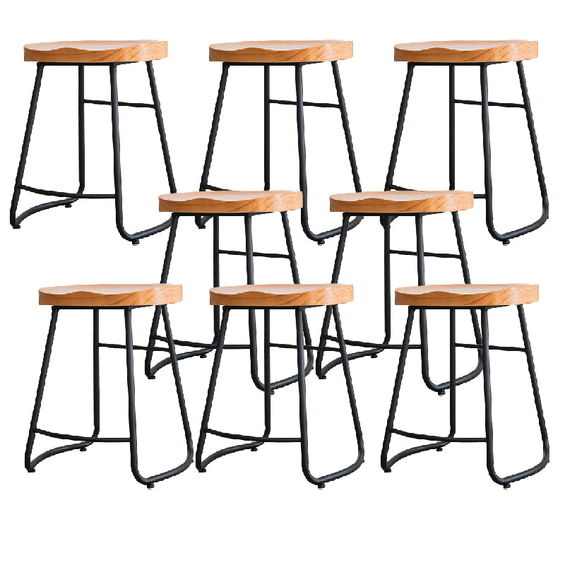 Contemporary Style Solid Wood Counter Stool Saddle Seat Bar Stool with Footrest