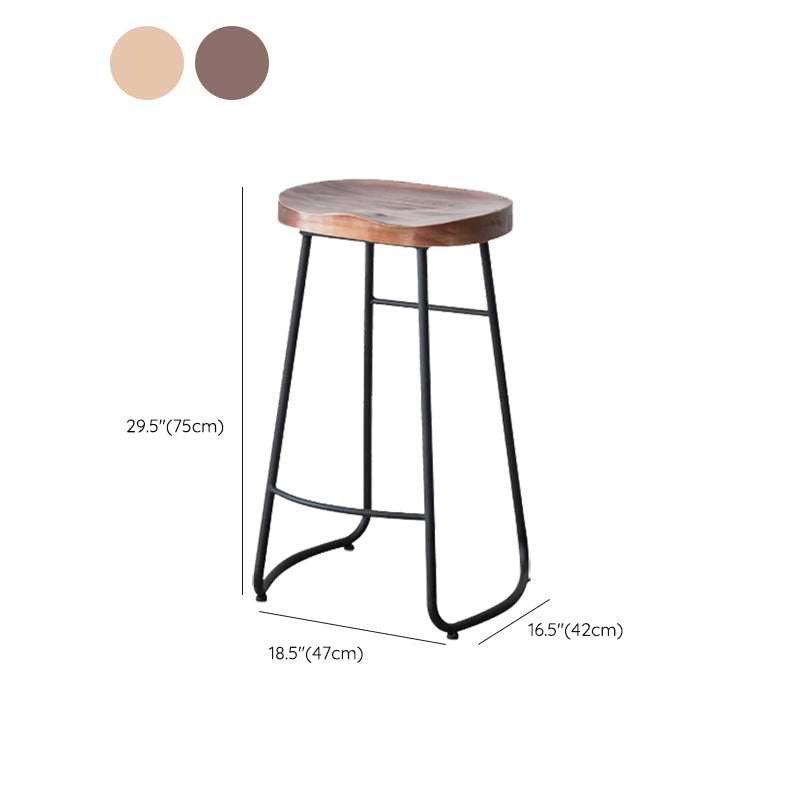 Contemporary Style Solid Wood Counter Stool Saddle Seat Bar Stool with Footrest