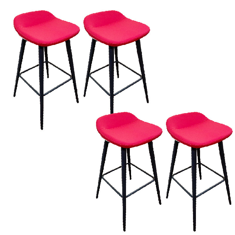 Nordic Armless Counter Stool with 4 Legs Metal Bar Stool for Indoor
