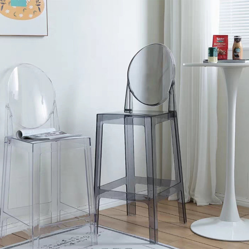 Industrial Backrest Armless Counter High Stool Plastic Bar Stool with 4 Legs