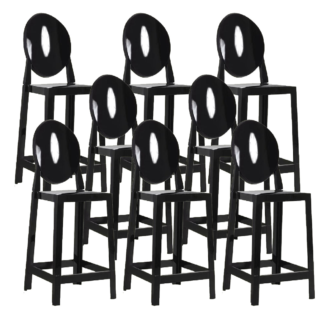 Industrial Backrest Armless Counter High Stool Plastic Bar Stool with 4 Legs