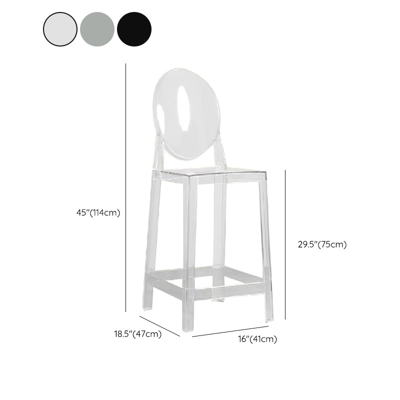 Industrial Backrest Armless Counter High Stool Plastic Bar Stool with 4 Legs