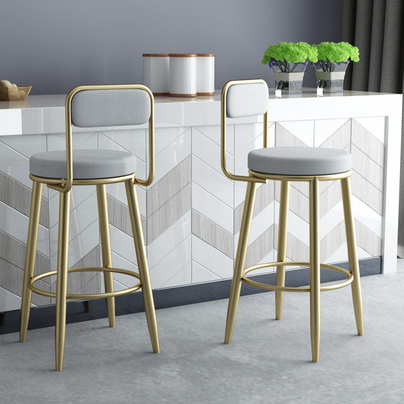 Contemporary Iron Counter Height Stools Low Back Bar Stool for Living Room