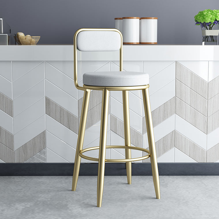 Contemporary Iron Counter Height Stools Low Back Bar Stool for Living Room