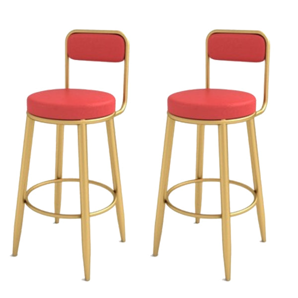 Contemporary Iron Counter Height Stools Low Back Bar Stool for Living Room