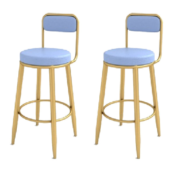 Contemporary Iron Counter Height Stools Low Back Bar Stool for Living Room