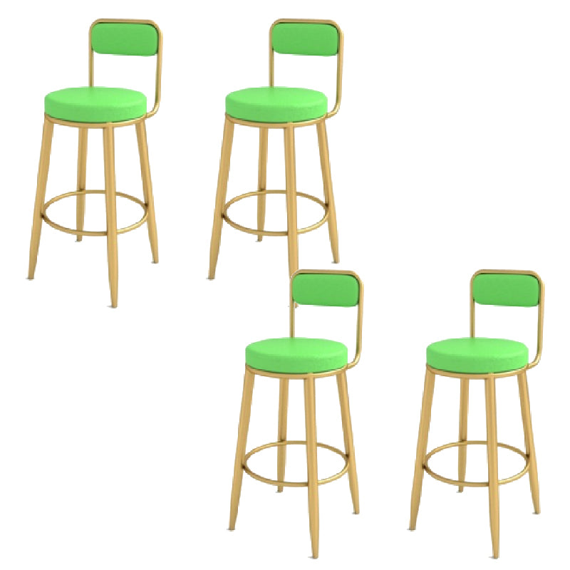 Contemporary Iron Counter Height Stools Low Back Bar Stool for Living Room