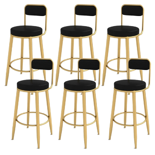 Contemporary Iron Counter Height Stools Low Back Bar Stool for Living Room