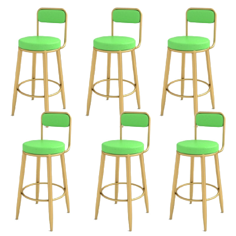 Contemporary Iron Counter Height Stools Low Back Bar Stool for Living Room