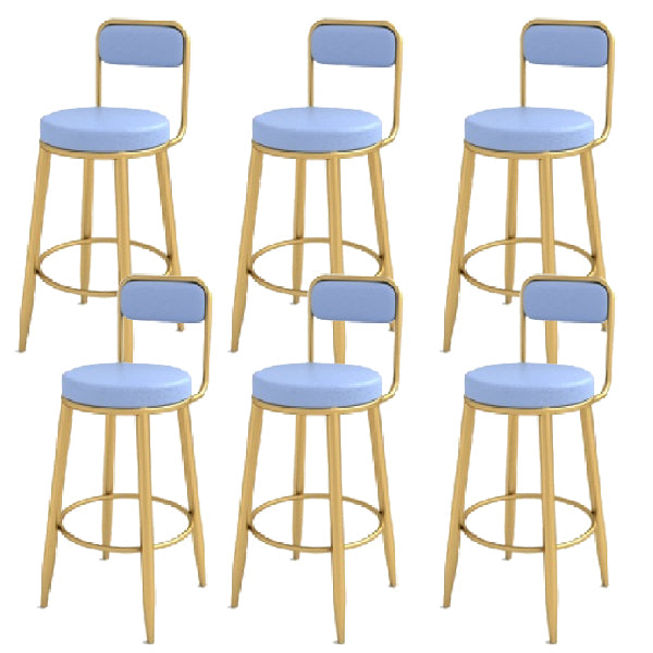 Contemporary Iron Counter Height Stools Low Back Bar Stool for Living Room