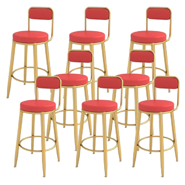 Contemporary Iron Counter Height Stools Low Back Bar Stool for Living Room