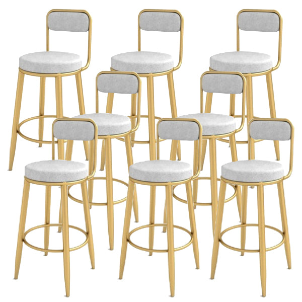 Contemporary Iron Counter Height Stools Low Back Bar Stool for Living Room