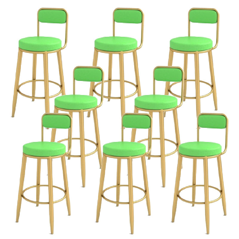 Contemporary Iron Counter Height Stools Low Back Bar Stool for Living Room