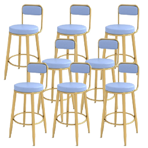 Contemporary Iron Counter Height Stools Low Back Bar Stool for Living Room
