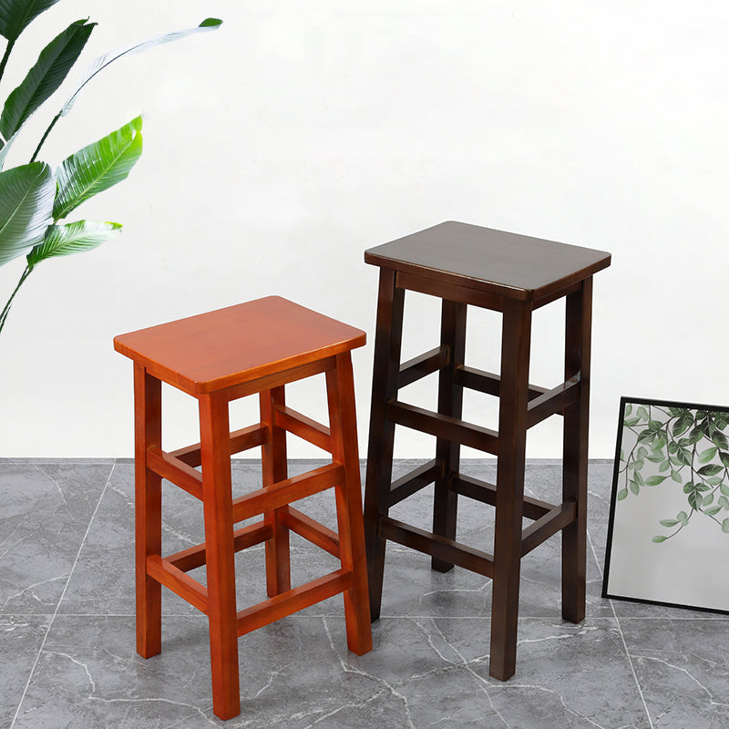 Backless Solid Wood Counter Stool Industrial Wooden Armless High Chair