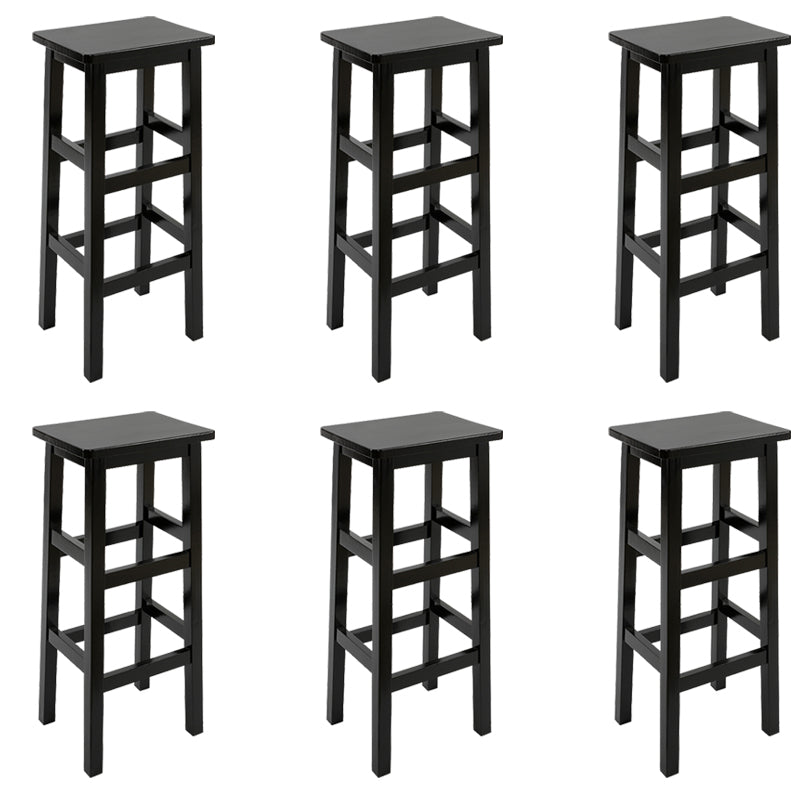 Backless Solid Wood Counter Stool Industrial Wooden Armless High Chair