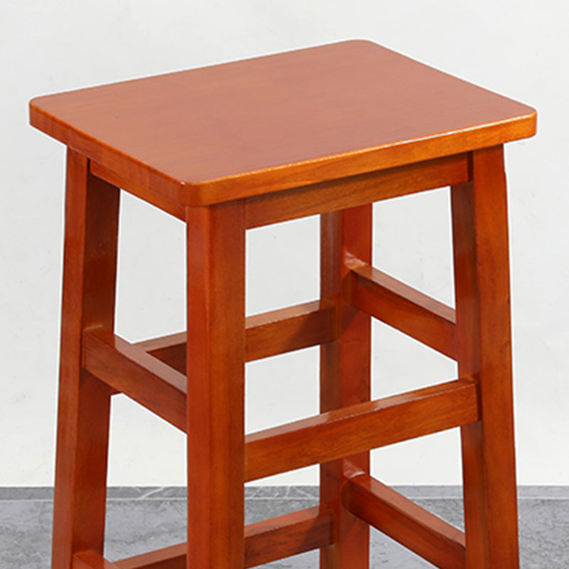 Backless Solid Wood Counter Stool Industrial Wooden Armless High Chair
