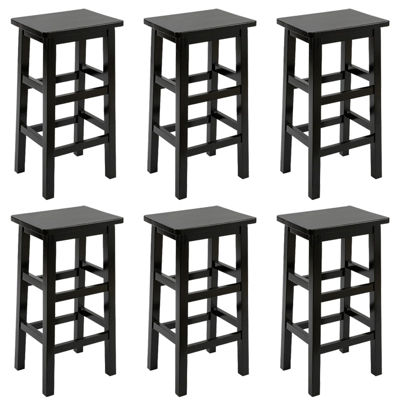 Backless Solid Wood Counter Stool Industrial Wooden Armless High Chair